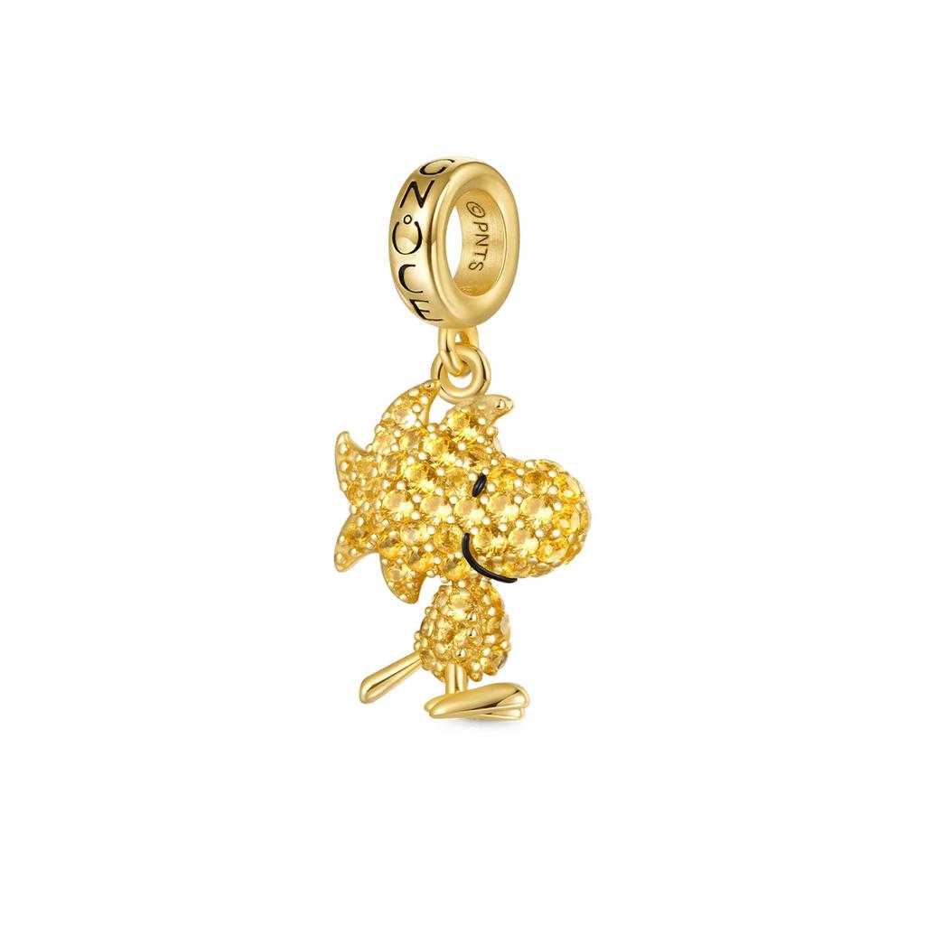 GNOCE Peanuts Woodstock Pave Diamond Pendant Dangle Charm for Women, S925 Sterling Silver, Dangle Charm for Women, Wife, Valentine's Day, Mother's