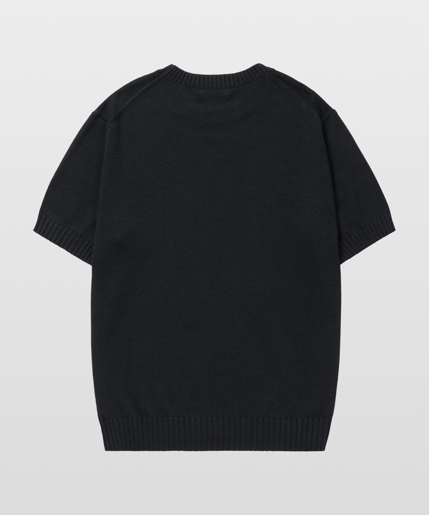 MANNERGRAM 100% Soft Cotton 3-Ply Round Neck Short Sleeve Knit Black