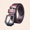 Men's Soft Leather Belt with Alloy Japanese Antique Buckle, Copper Pin