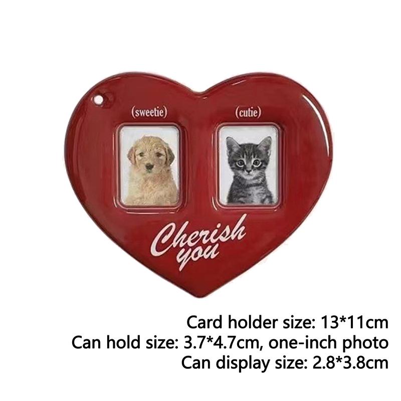 2 Inch Heart Shape Photo Card Protector Small Photocard Holder With Hang Chain For School Office Id Access Card Bus Card Pendant