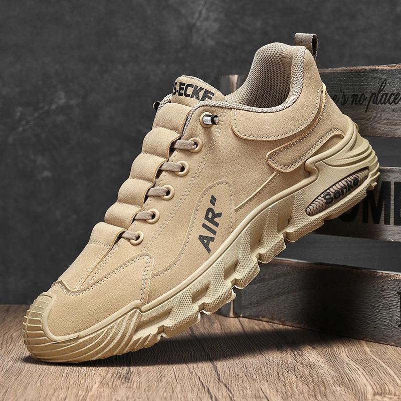 

2025 Новые дышащие мужские рабочие туфли слипоны противоскользящие износостойкие повседневные спортивные туфли толстая подошва защита труда 39 хаки