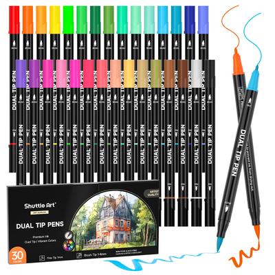 Shuttle Art Watercolor Brush Brush Color Twin Brush and Extra Fine Perfect for Picture and Perfect for Adults and Pens, 30-Color Set, Pens, Pens,