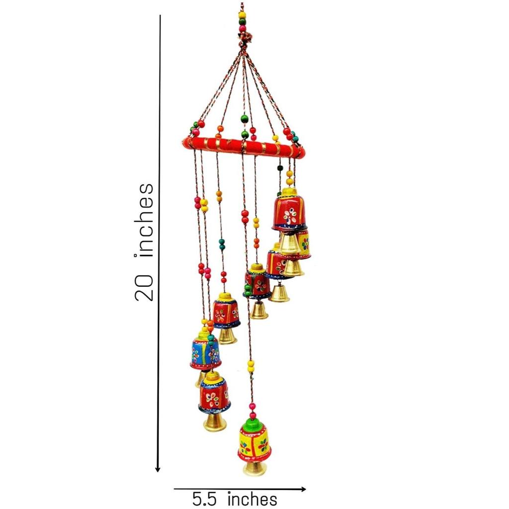 Handmade Rajasthani Metal Multicolor Bells Wall Hanging for Home Decor | Living Room | Bedroom | Door Hanging(Pack of 1)