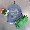 2023 Autumn Boys' Fashion Embroidered Denim Jacket - Trendy Casual Lapel Workwear