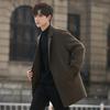Men's Mid-Length Cashmere Wool Coat - Autumn/Winter Casual Windbreaker