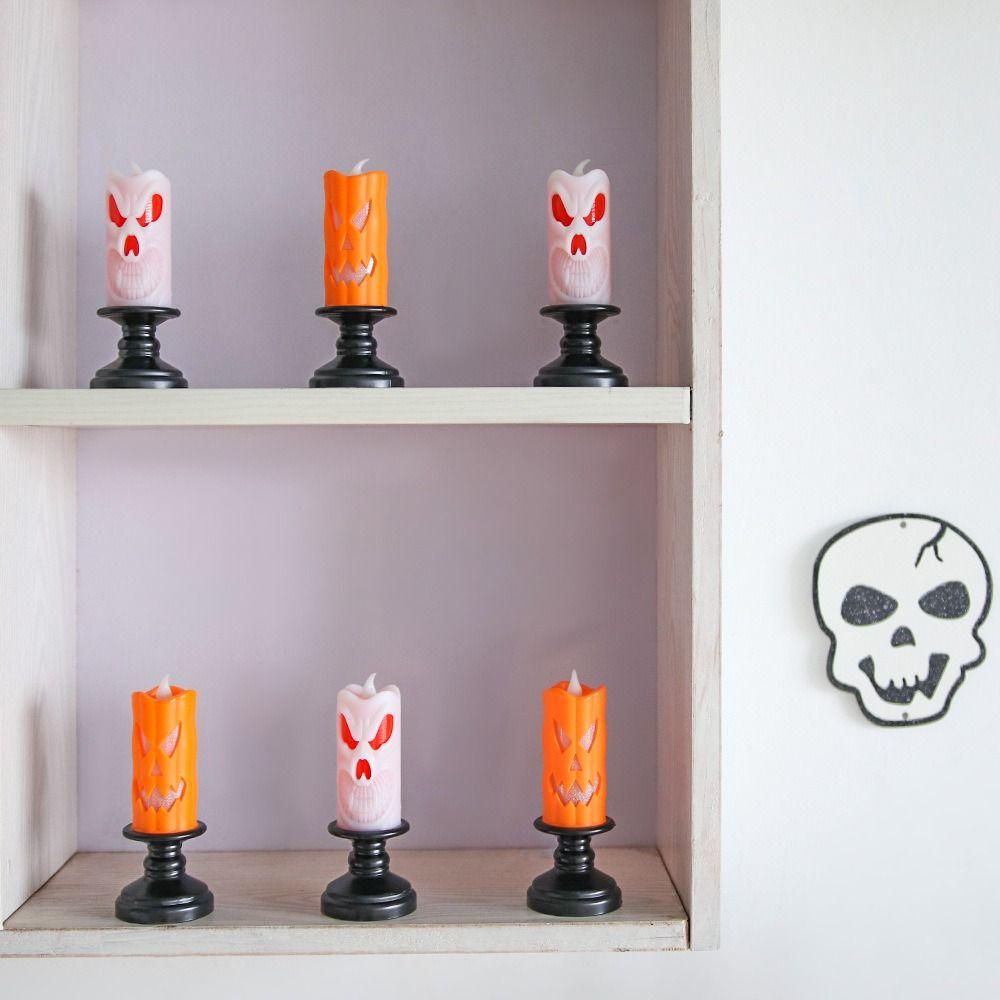 

Ghost LED Candlestick Ornaments Halloween Candle Light Creative Indoor