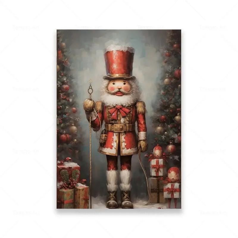 Classic Vintage Father Christmas Wall Art  Winter Holiday HD Canvas Print Poster for Living Room  Bedroom Decor