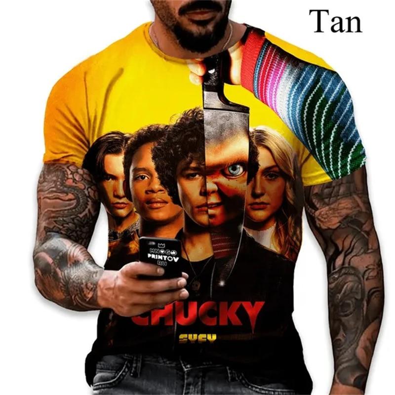 New Fashion Horror Movie Bride Of Chucky 3D Print Casual T-Shirt Men's Short Sleeve Tops Cool High Quality Tshirts Tee Clothing