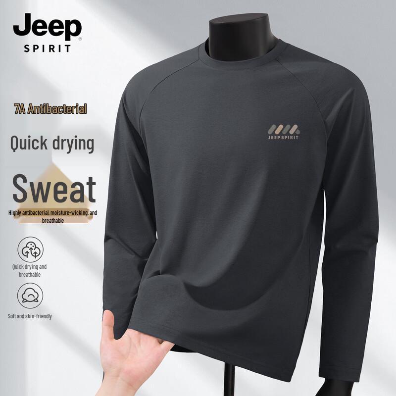 JEEP SPIRIT Men s Long Sleeve Quick-Dry Anti-Bacterial T-Shirt 2XL