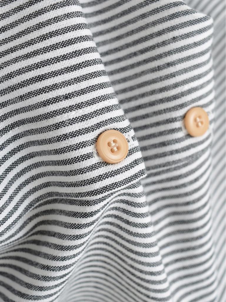 Women's Retro Striped Long Sleeve Lapel Shirt - Casual, Loose Fit for Spring and Autumn