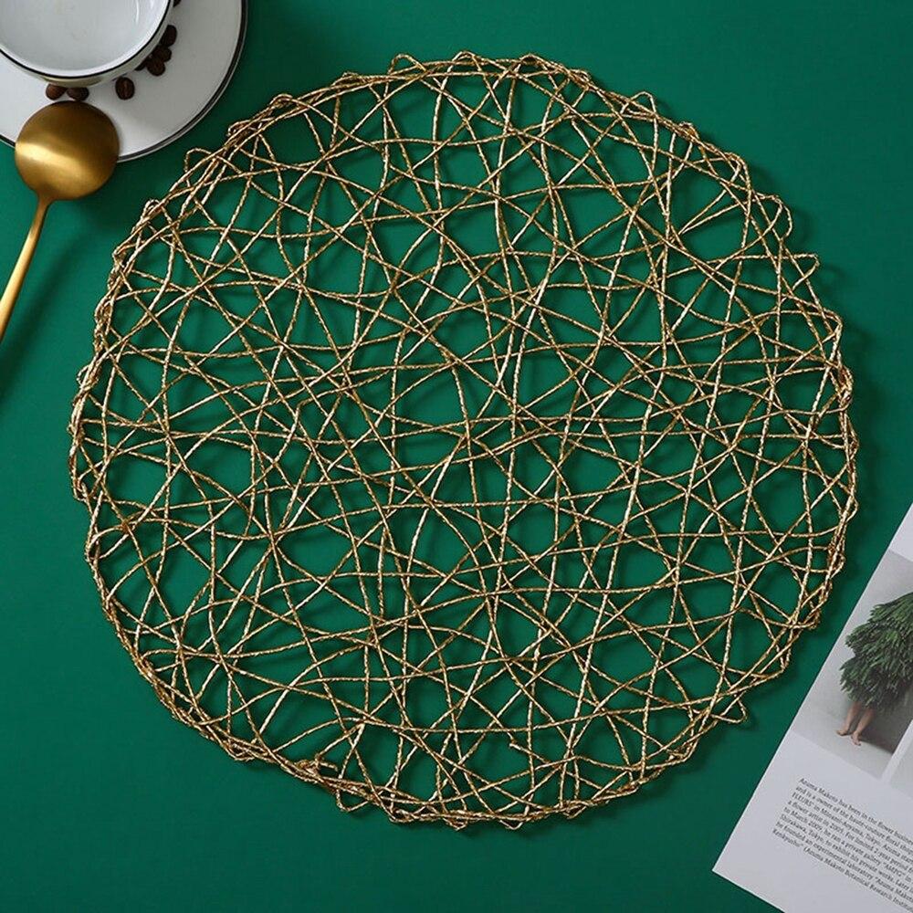 Placemat Dinnerware Cup Coaster round Gold Silver Table Decoration