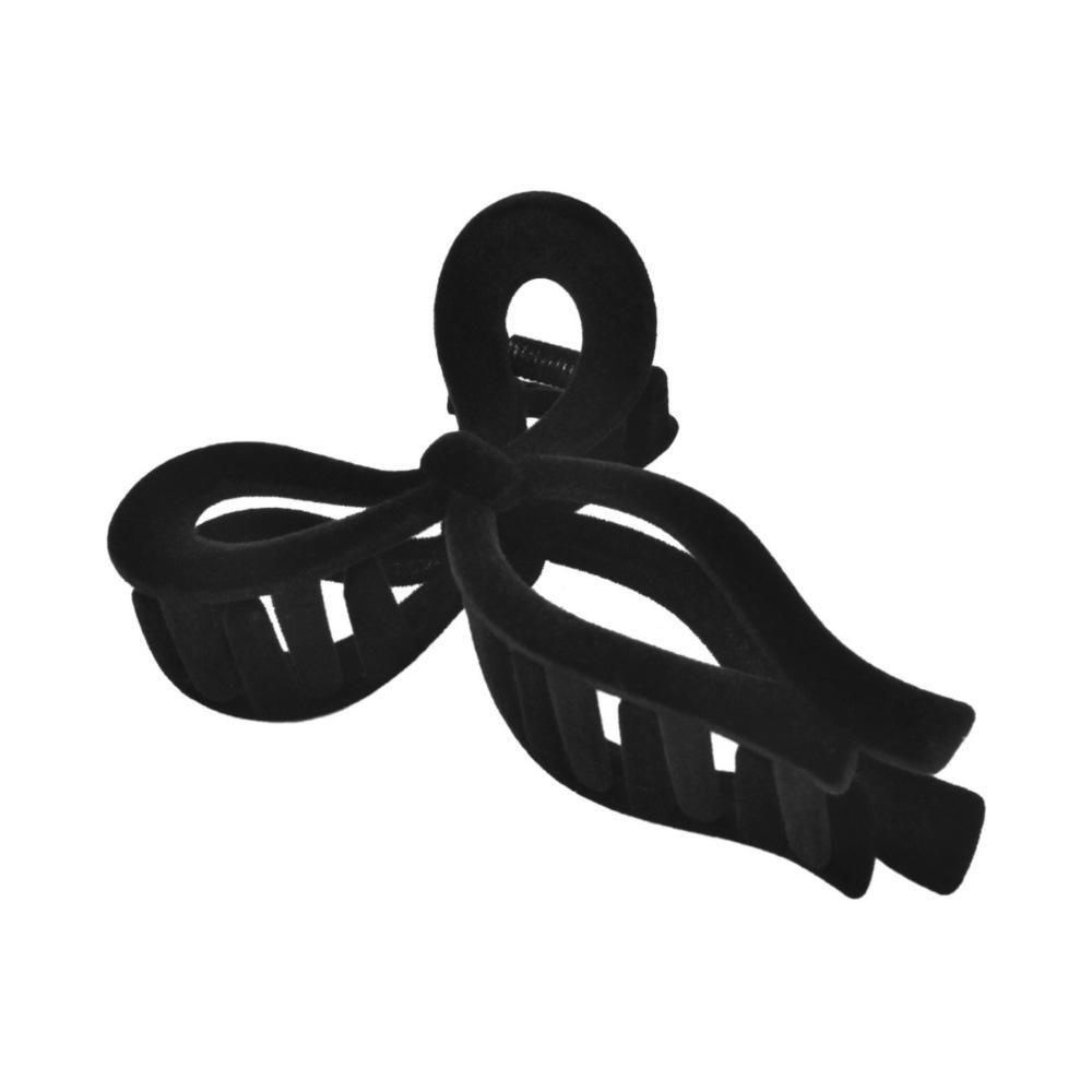 Trendy Flocked Bow Square Claw Clip for Women - Cross Bun & Ponytail Hairstyling