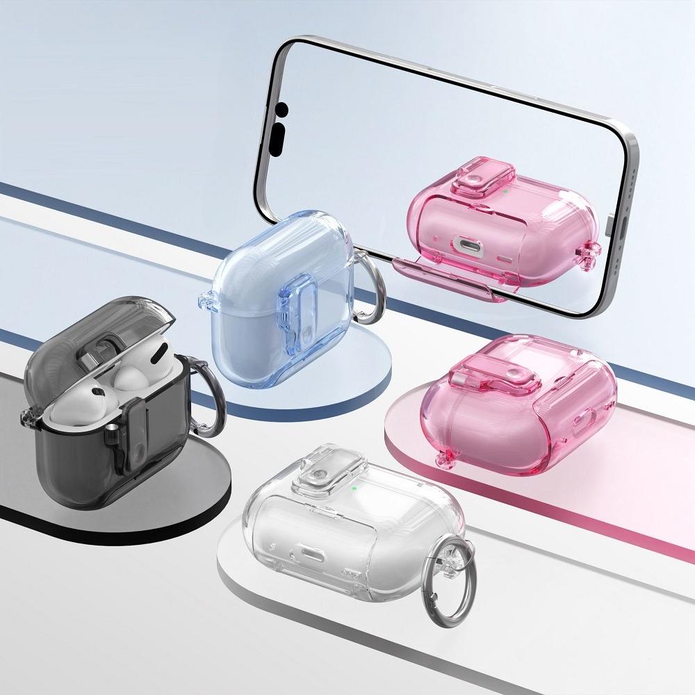Solid Transparent Earphone Case For Airpods 4 Pro Pro2 Pro3 Portable Bracket Bluetooth Headphone Protect Cover With Hook