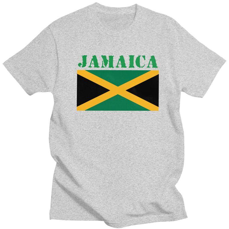 Custom Jamaica Flag T Shirt for Men Pure Cotton Tshirt Casual Tee Short Sleeve Tshirt Loose Fit Clothing