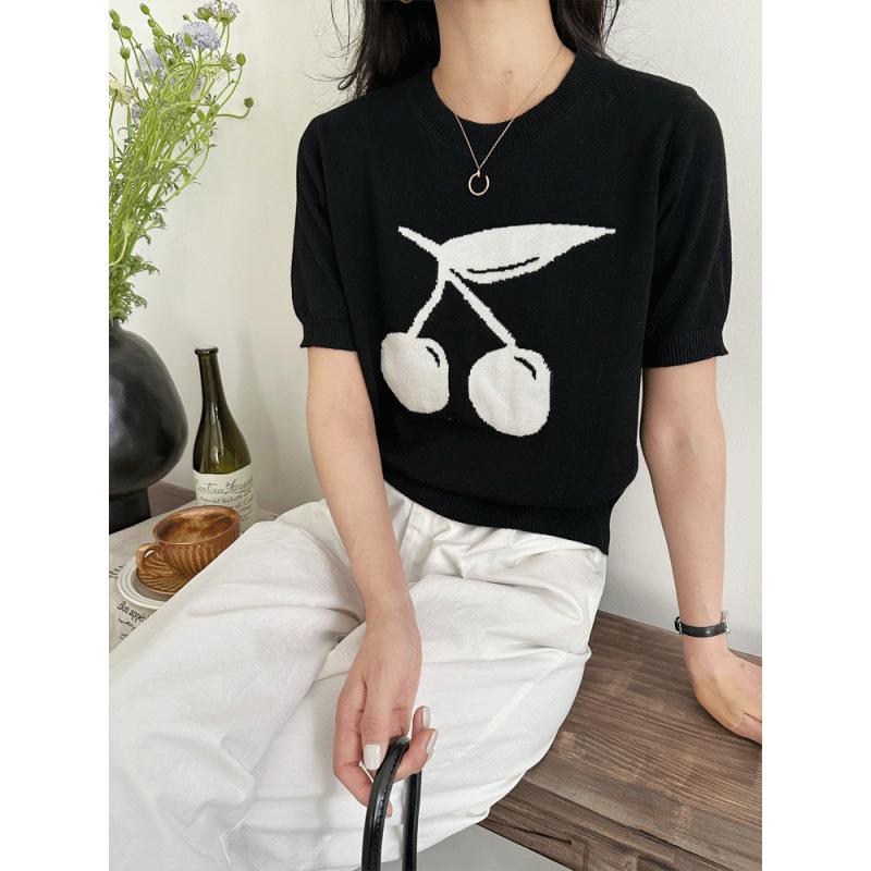 

Women s Petite Gray Ice Silk Knit Short Sleeve T-Shirt (2026 New Style) M чёрный