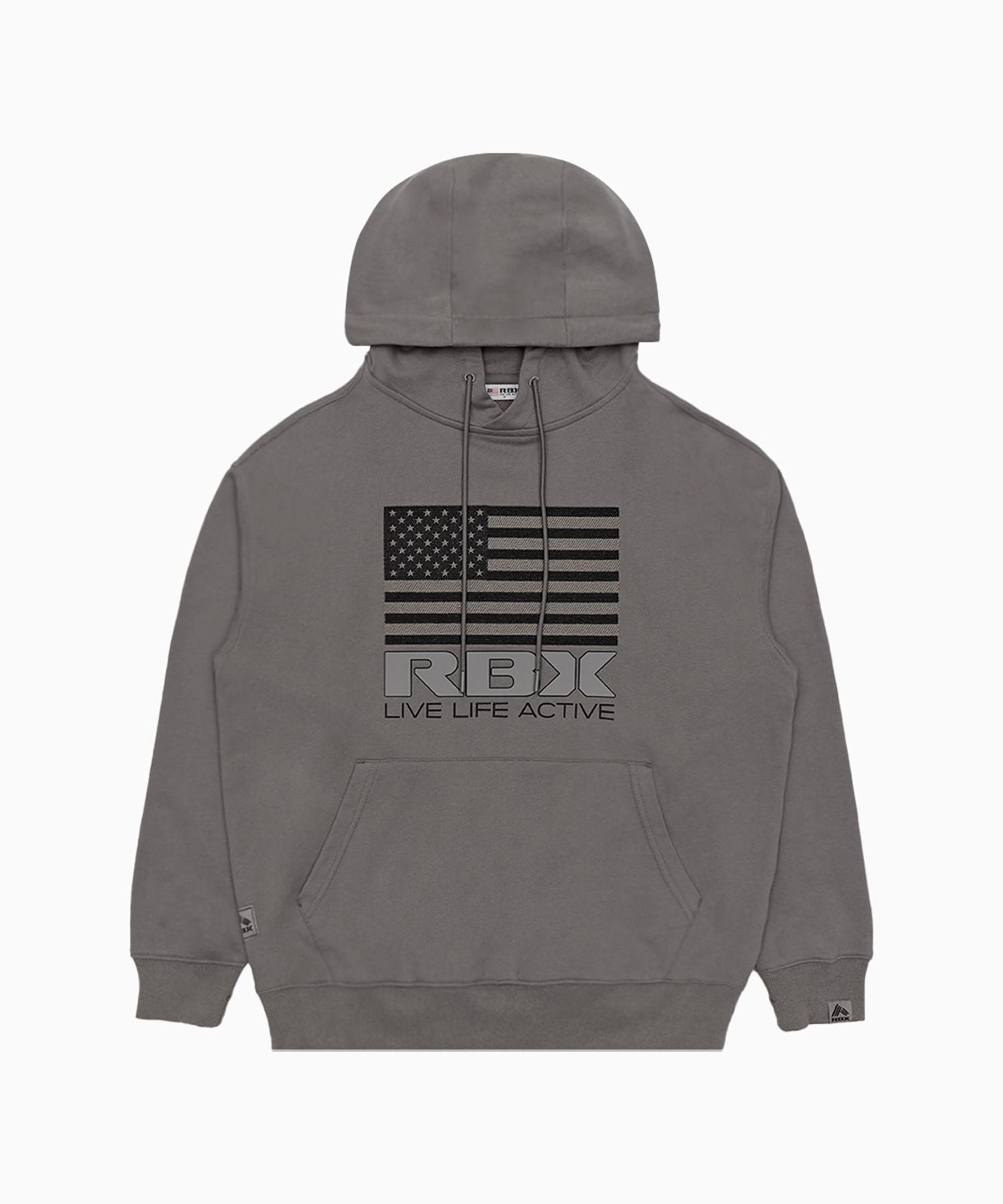 Rbx Usa Embroidered Hoodie Grey Gray/Xxl