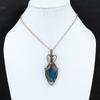 Neon Blue Apatite Gemstone Handmade Pure Copper Wire Wrap Jewelry Pendant For Women