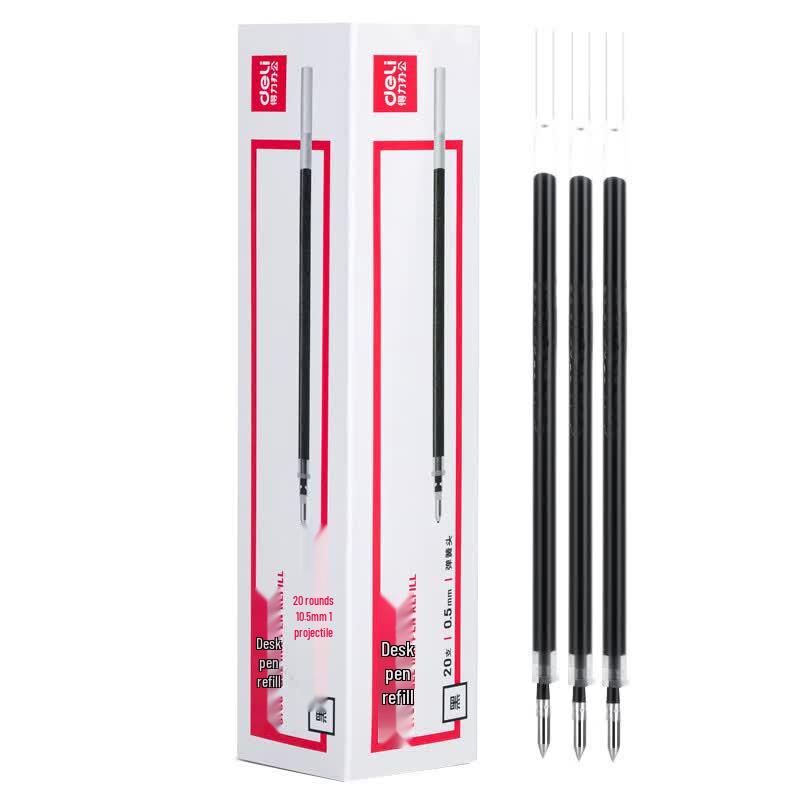 Deli S758 Black Gel Pen Refills, 0.5mm, 60-Pack