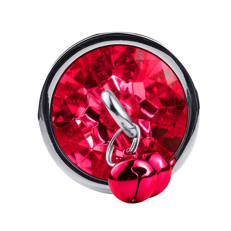 Analplug Sexspielzeug Edelstahl Glattstahl Buttplug mit Glöckchen rundem Kristallanhänger