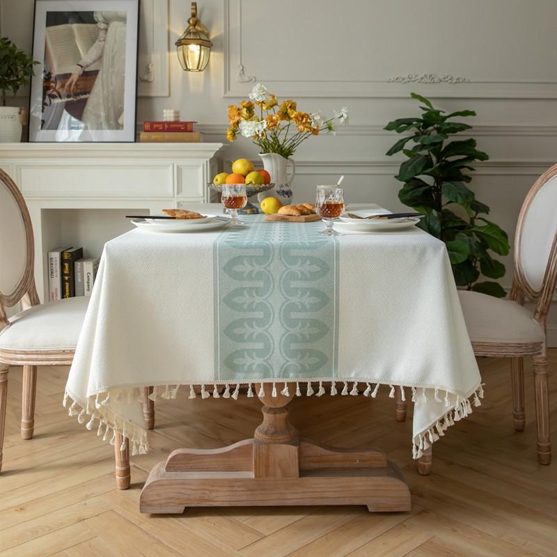 Polyester Jacquard Geometric Corrugated Fringed Tablecloth Rectangular Coffee Table Dining Table Cloth Cover Towel