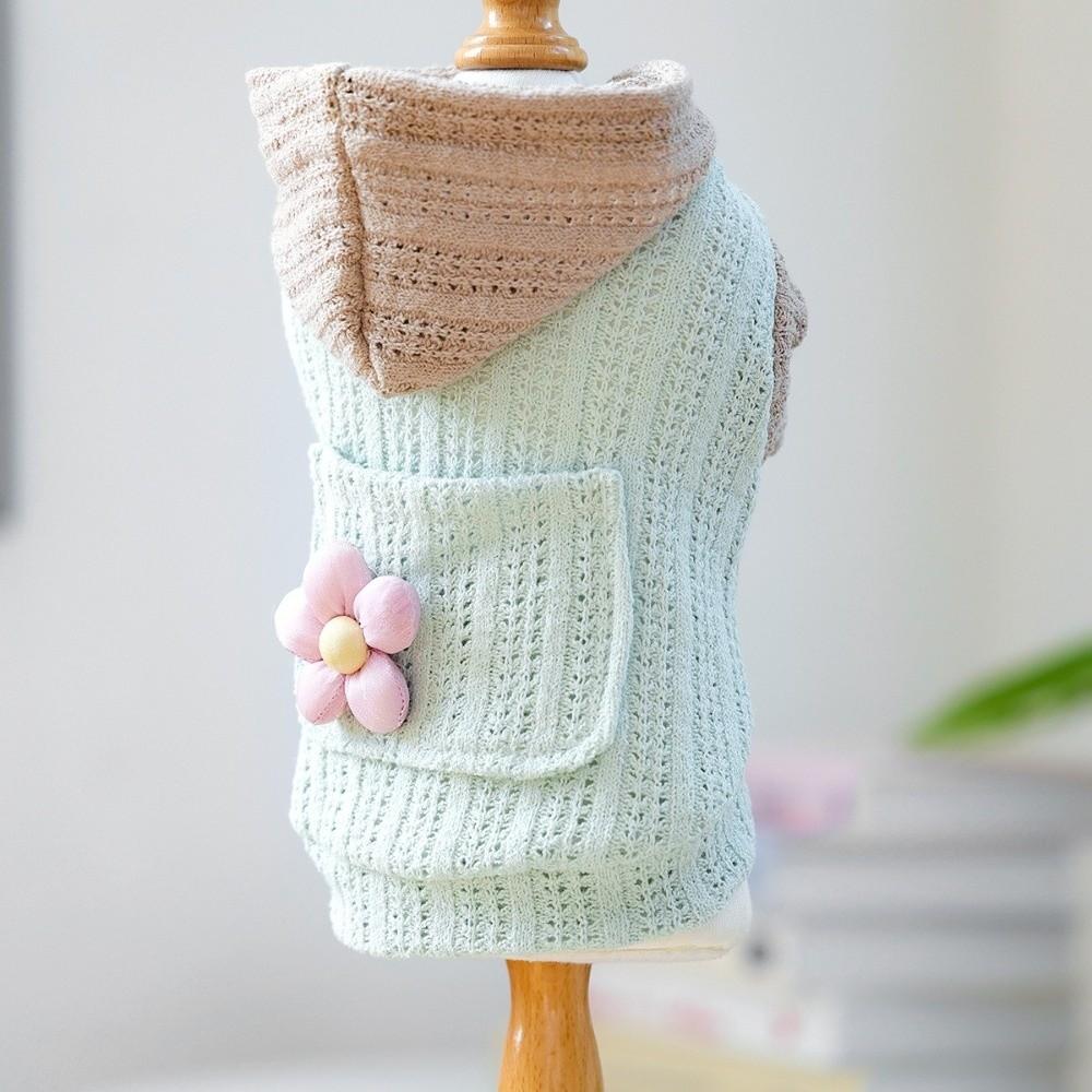 Two Legged Pet Knitted Hoodie Small Flower Dog Pullover Dog Base Sweater  for Running Walking