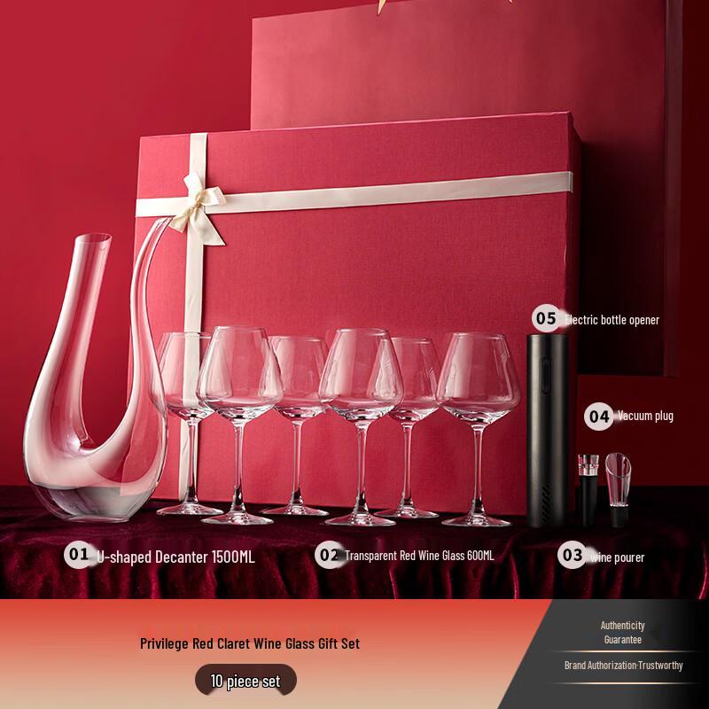 Premium Red Wine Glass Set with Decanter (10-Piece Gift Box)