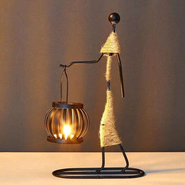 Nordic Metal Candlestick Abstract Character Sculpture Candle Holder Decor Handmade Figurines Home Decoration Art Gift