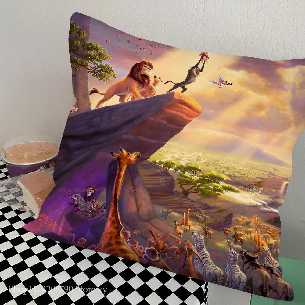 Kreslený Král lev Povlak na polštář Módní čtvercový povlak na polštář Ložnice Pohovka Místnost Ins Dekorace Volný povlak na polštář 40x40