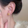 2024 S925 Silver Needle Yellow Diamond Square Stud Earrings - New Light Luxury High-End Women's Jewelry