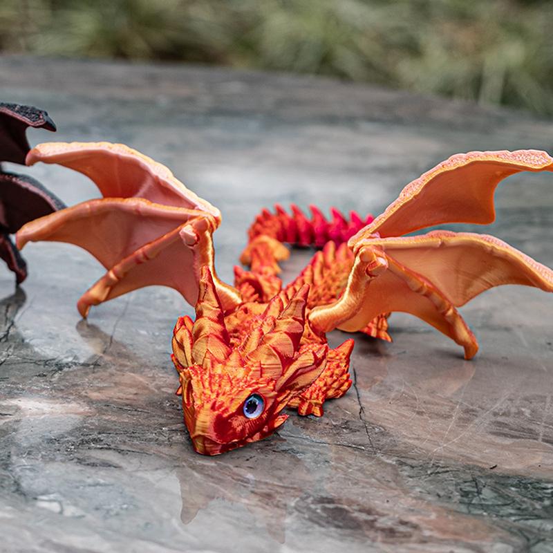 1Pcs 3D Printing Flying Dragon Wing Handicraft Ornaments Figurine Art Deco Resin Dragon Sculpture Tabletop Animal Theme Decor