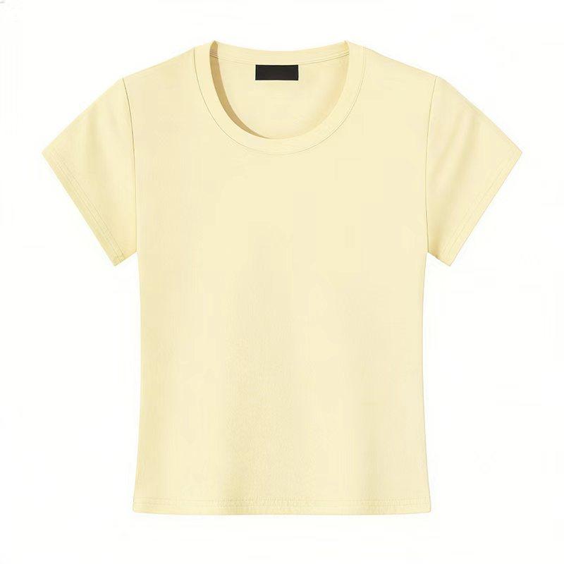 Short-sleeved CottonT-shirt 2026 Summer Simple Casual Slim New Plain Round-neck Pullover Basic Style Tops Women's Clothing