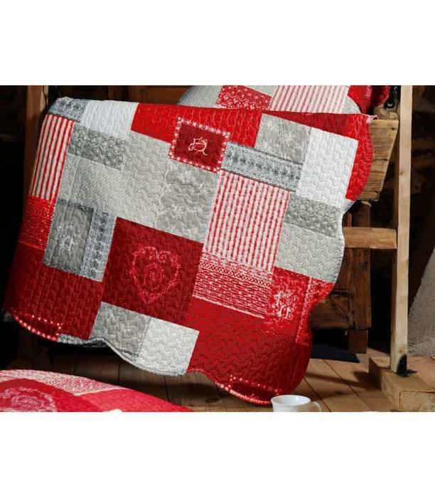 Boutis et taies d'oreiller - Arkansas - 240 x 260 cm - Rouge - Synthétique - Chambre
