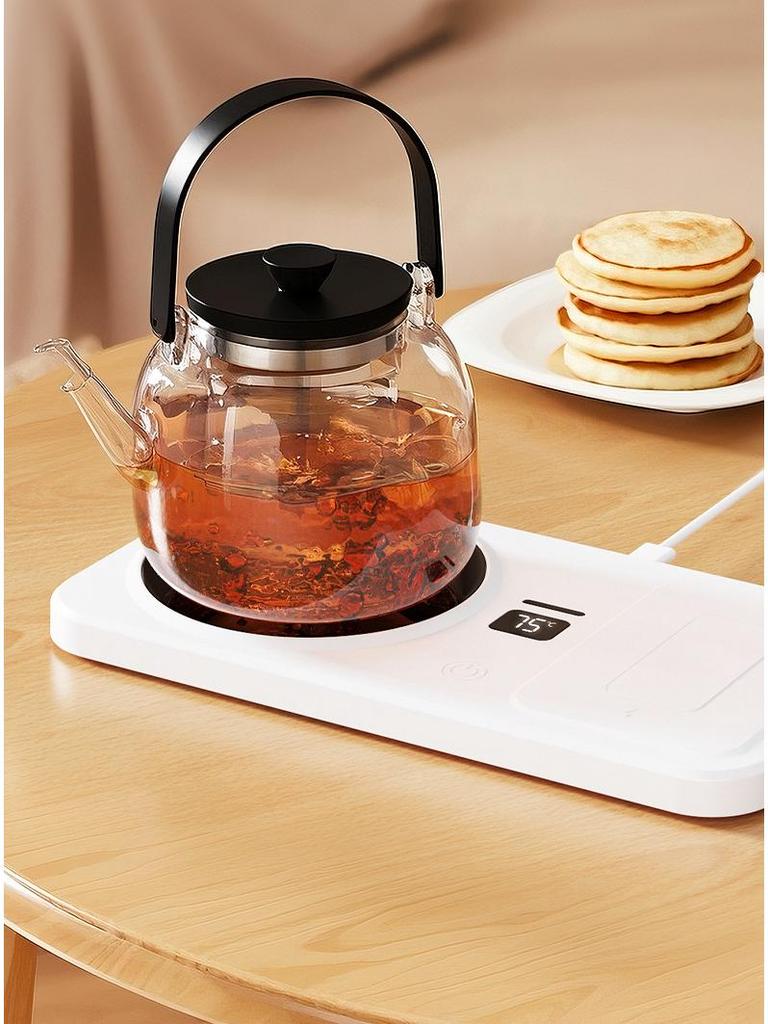 Smart Heating Coaster & Phone Charger - Desktop Temperature-Controlled Ceramic Plug-in