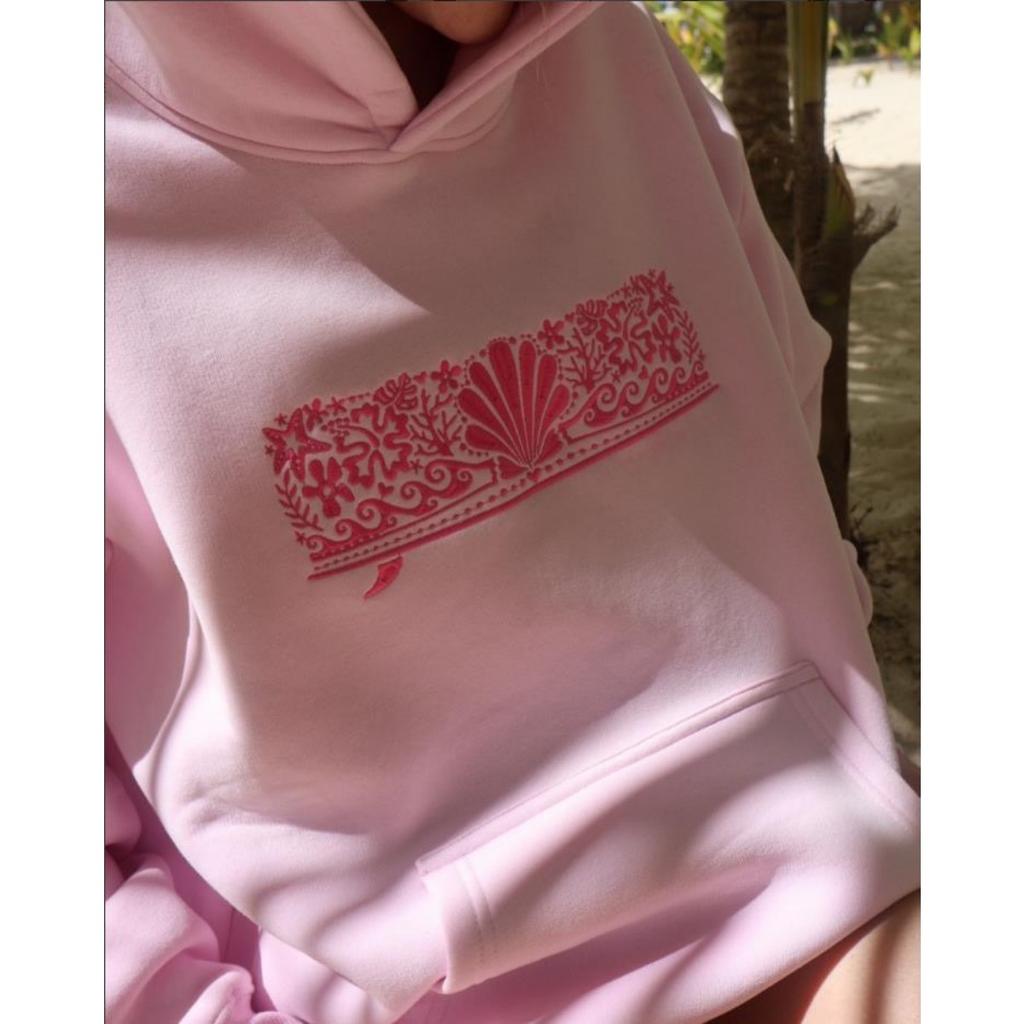 Casual Embroidered Hooded Sweatshirt Fashion Loose Long Sleeve Pocket Solid Color Pullover Hoodie For Women