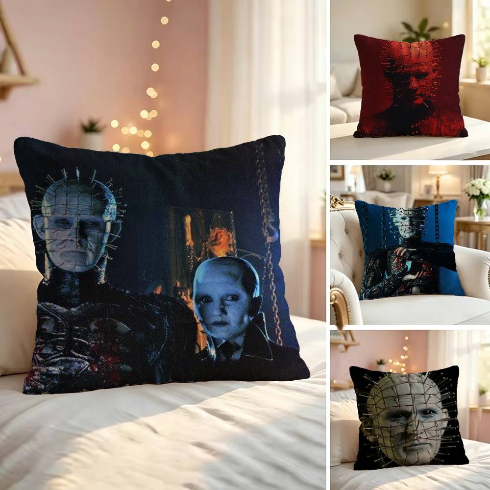 Movie Hellraiser P-Pinhead Square Double-Sided printed Pillow Case Bedroom Bedside Pillow Sofa Cushion Cover