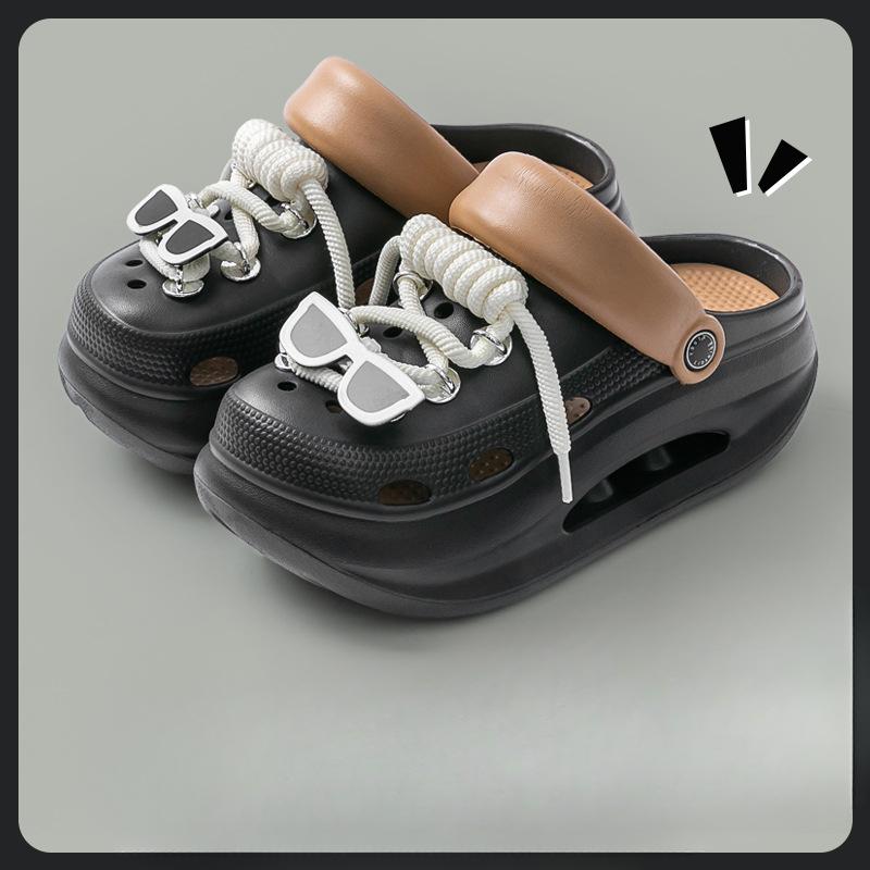 Modische Schuhe, rutschfest und geruchshemmend, Sandalen und Hausschuhe mit dicker Sohle zur Höhensteigerung für den Außenbereich