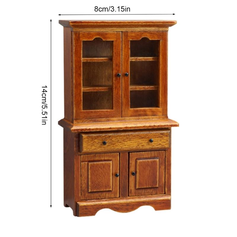 Miniature Vertical Bookcase Display Cabinet Model Figurine for 1/12 Dollhouses Scene Display Furniture Accessories