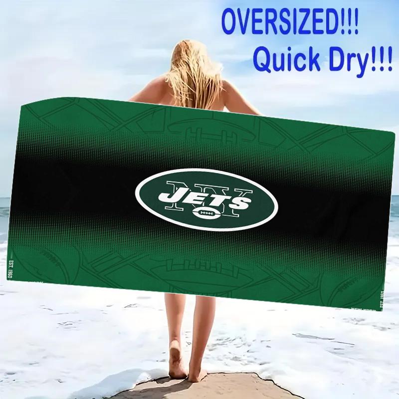 New York Jets Logo Print Beach Towel, Large Soft Quick Dry Towel for Beach Camping Swimming