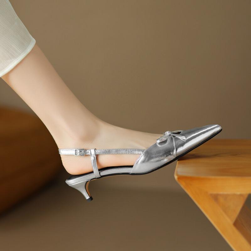 Mode Sommer Niedrige Absätze Schleife Sandalen Damen Sexy Spitzschuhe 2024 Mode Strand Hausschuhe Kleid Luxus Flip Flops Pumps Mujer Pantoletten