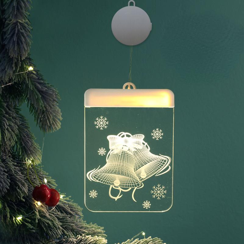 LED Light Christmas Decoration Supplies 3D Bell Snowflake Hanging Lamp Romantic Room Decoration Acrylic Curtain Lamp House Decor