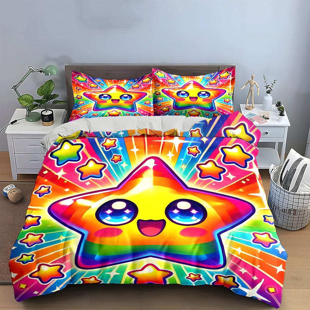 Rainbow Star Decor Gift Set Multiple Sizes Kid'S And Adults' Bedroom Exquisite 3Pc Bedding Set, Gift