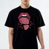 Creepy Sliced Tongue Red Lips Shirt Black Crewneck Unisex Pop Art XXL Unisex 100% Cotton Novelty Gift T-Top