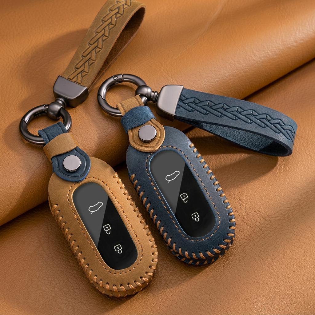 Premium Soft Touch 3 Buttons Leather Car Key Fob Cover For Aito M5 M7 M8 M9 Remote Key Protector Anti-Scratch Accessories
