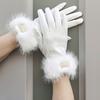 1 Pair Thread Design Winter Outfits Gloves Versatile Eco-Friendly Faux Mink Wristband Warmth Multi-Color