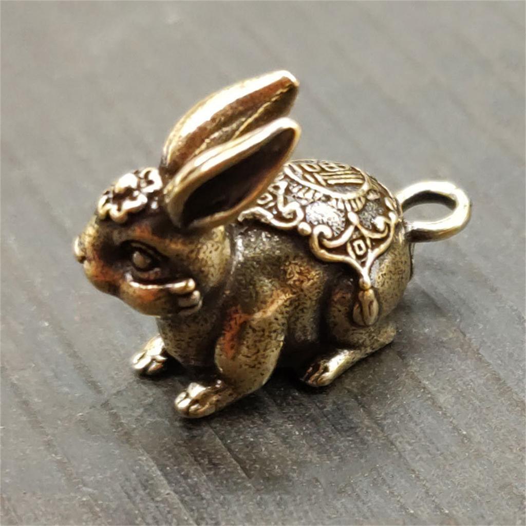 Klucz Charm Vintage Realistyczny mosiężny Zodiak Zwierzę Królik Miniaturowy brelok do kluczy Wisiorek do samochodu
