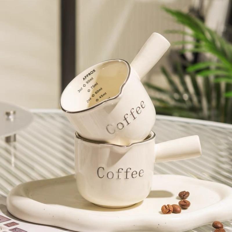 Ins High Appearance Coffee Milk Pitcher With Scale Espresso Cup Ceramic Measuring Milk Pot