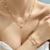 European & American Heart-Shaped Faux Pearl Bracelet & Necklace Set with Round Beads - Elegant & Creative Jewelry