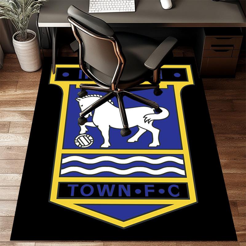 Town Football Club Crest Printed Office Carpet Chair Cushion Entryway Rug, Rugs for Living Room, Bedroom Christmas gifts
