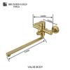 In-Wall Brushed Gold Extra Long Spout Kitchen Sink Faucet Black Hot Cold Double Hole Washbasin Mixer Water Tap Stainless Steel