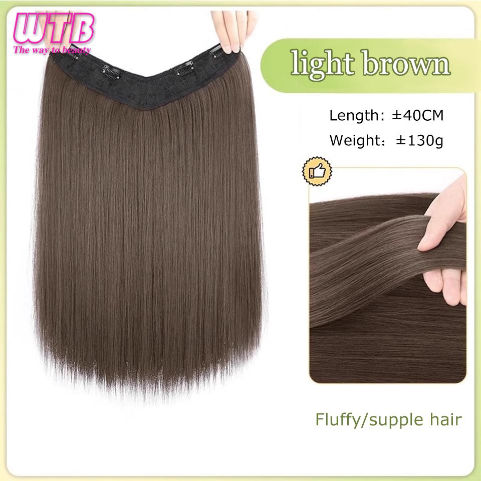 WTB syntetisk vann krusning hårforlengelse parykk fluffy bølget krøllete hår Naturlig usynlig parykk kvinne